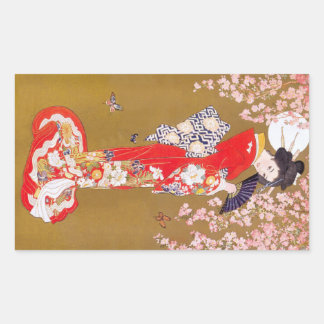 Sticker Rectangulaire Fleur de lune et de cerisiers