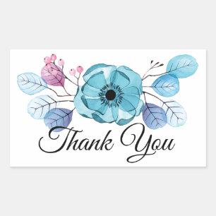 Sticker Rectangulaire Fleur de rayons X bleus personnalisés Merci