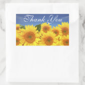 Sticker Rectangulaire Fleur de tournesol jaune Merci floral bleu (Sac)
