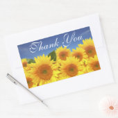 Sticker Rectangulaire Fleur de tournesol jaune Merci floral bleu (Enveloppe)