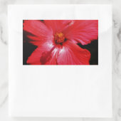 Sticker Rectangulaire Fleur d'Hibiscus rouge rose chaud sur noir (Sac)