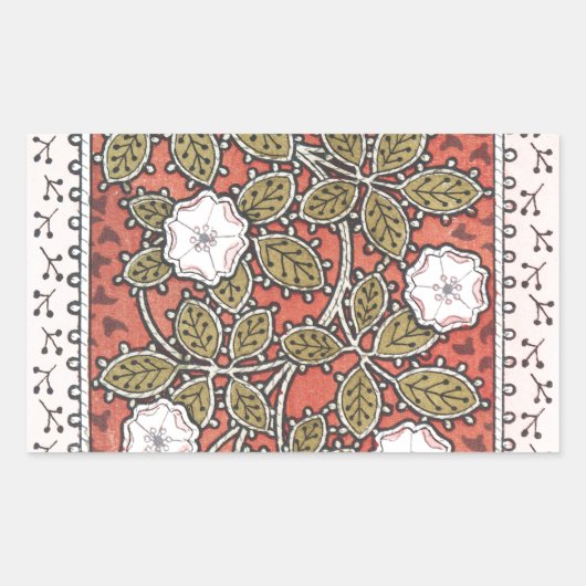 Sticker Rectangulaire Fleur d'illustration Rose sauvage Vintage (Devant)