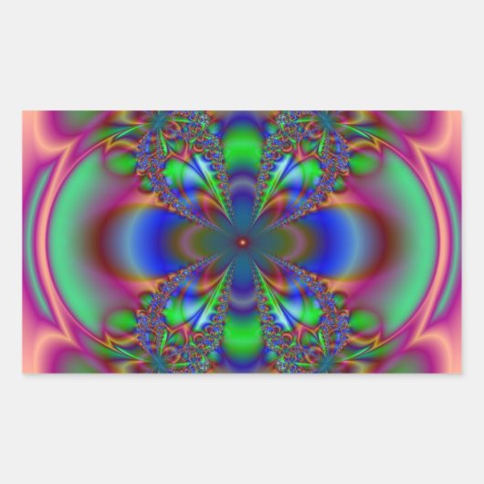Sticker Rectangulaire Fleur fractale dans plusieurs couleurs (Devant)
