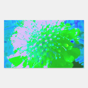 Sticker Rectangulaire Fleur Rétro Abstraite en Lavande et Vert Citron