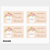Sticker Rectangulaire Fleurs aquarelles et Baby shower Mason Jar (Feuille)