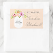 Sticker Rectangulaire Fleurs aquarelles et Baby shower Mason Jar (Sac)