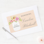 Sticker Rectangulaire Fleurs aquarelles et Baby shower Mason Jar (Enveloppe)