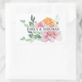 Sticker Rectangulaire Fleurs aquarelles personnalisées (Sac)