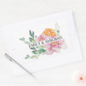 Sticker Rectangulaire Fleurs aquarelles personnalisées (Enveloppe)