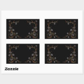 Sticker Rectangulaire Fleurs Art Déco sur fond noir (Feuille)