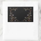 Sticker Rectangulaire Fleurs Art Déco sur fond noir (Sac)