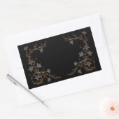 Sticker Rectangulaire Fleurs Art Déco sur fond noir (Enveloppe)
