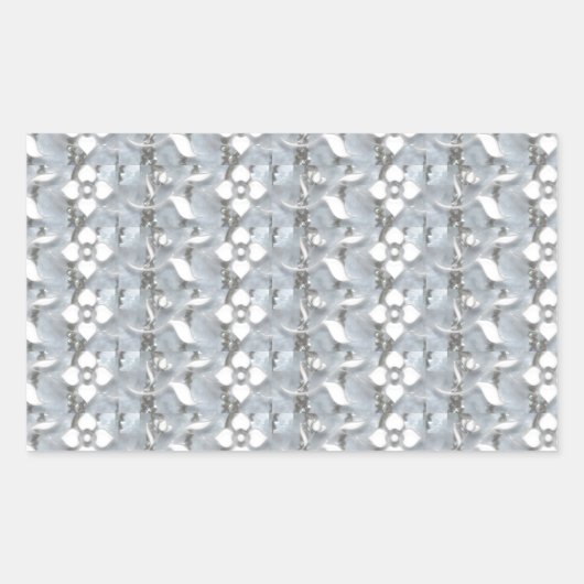 Sticker Rectangulaire Fleurs blanches Argent String Art NVN171 NavinJOSH (Devant)