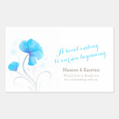 Sticker Rectangulaire Fleurs bleues d'aquarelle chocolat mariage faveurs (Devant)