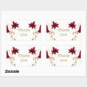 Sticker Rectangulaire fleurs bordeaux & or feuille blanc merci (Feuille)