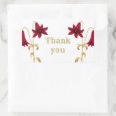 Sticker Rectangulaire fleurs bordeaux & or feuille blanc merci (Sac)