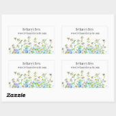 Sticker Rectangulaire Fleurs chamomiles de miel Dessin Nom personnalisé (Feuille)