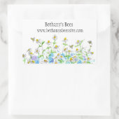 Sticker Rectangulaire Fleurs chamomiles de miel Dessin Nom personnalisé (Sac)