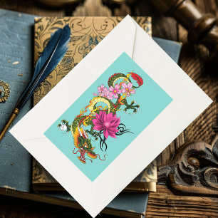 Sticker Rectangulaire Fleurs chinoises de cerisiers de Lotus