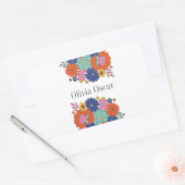 Sticker Rectangulaire Fleurs colorées Boho Illustration florale brillant (Enveloppe)