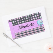 Sticker Rectangulaire Fleurs colorées mignonnes rayures Eléphant (Enveloppe)