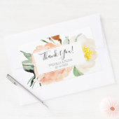 Sticker Rectangulaire Fleurs d'aquarelle de corail Merci Mariage (Enveloppe)
