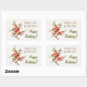 Sticker Rectangulaire Fleurs d'aquarelle Quelqu'un que j'aime Anniversai (Feuille)