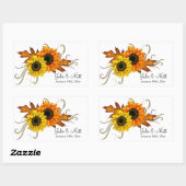 Sticker Rectangulaire Fleurs d'automne Jaune et Orange Mariage (Feuille)