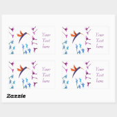 Sticker Rectangulaire Fleurs de colibri Floral Custom (Feuille)