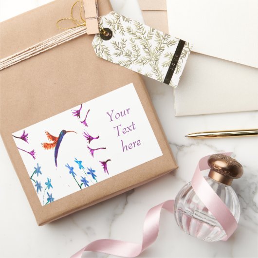 Sticker Rectangulaire Fleurs de colibri Floral Custom (Cadeaux)