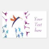 Sticker Rectangulaire Fleurs de colibri Floral Custom (Devant)
