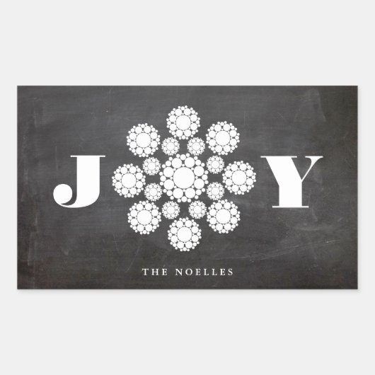 Sticker Rectangulaire Fleurs de flocons de neige Joy Chalkboard Chic Vac (Devant)