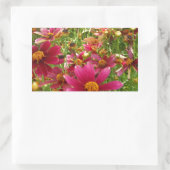 Sticker Rectangulaire Fleurs de marguerite rose et jaune brillantes (Sac)