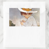 Sticker Rectangulaire Fleurs de marguerites de cueillette d'enfants anti (Sac)