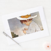 Sticker Rectangulaire Fleurs de marguerites de cueillette d'enfants anti (Enveloppe)