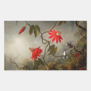 Sticker Rectangulaire Fleurs de passion avec tête de colibris