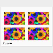 Sticker Rectangulaire Fleurs de soleil Neon (Feuille)
