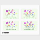 Sticker Rectangulaire Fleurs des signes de paix (Feuille)