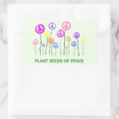 Sticker Rectangulaire Fleurs des signes de paix (Sac)