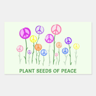 Sticker Rectangulaire Fleurs des signes de paix
