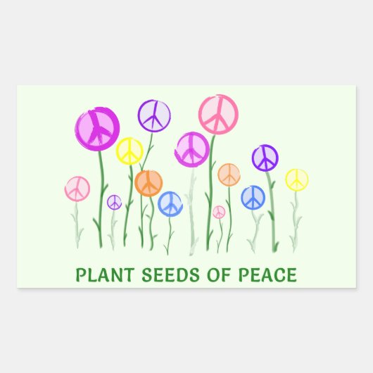 Sticker Rectangulaire Fleurs des signes de paix (Devant)
