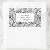 Sticker Rectangulaire Fleurs dessinées à la main noire et blanche Étique (Sac)