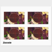Sticker Rectangulaire Fleurs d'hiver mariage d'or bordeaux merci (Feuille)