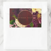 Sticker Rectangulaire Fleurs d'hiver mariage d'or bordeaux merci (Sac)