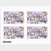 Sticker Rectangulaire Fleurs d'orchidées roses et dessin de papillon (Feuille)