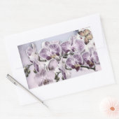 Sticker Rectangulaire Fleurs d'orchidées roses et dessin de papillon (Enveloppe)