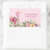 Sticker Rectangulaire Fleurs Et Flamant rose (Sac)