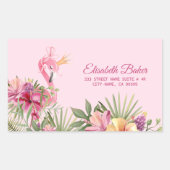 Sticker Rectangulaire Fleurs Et Flamant rose (Devant)