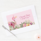 Sticker Rectangulaire Fleurs Et Flamant rose (Enveloppe)