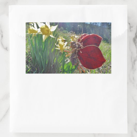 Sticker Rectangulaire Fleurs et fleurs jaunes (Sac)